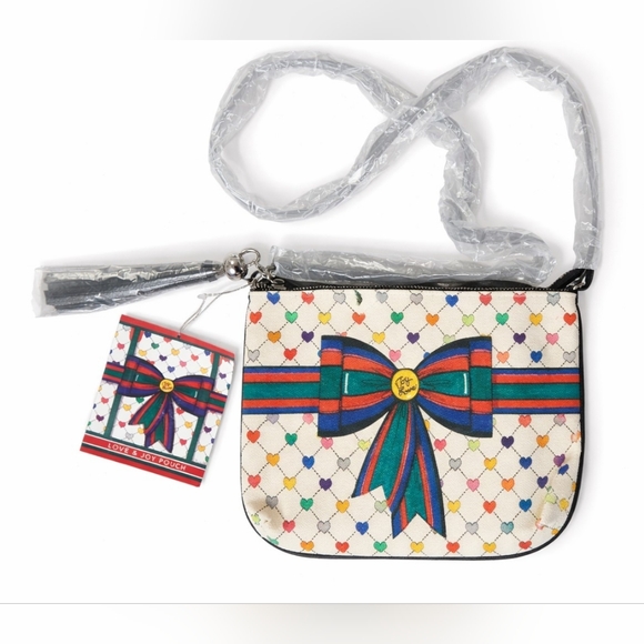 NWT Brighton Canvas Colorful Heart Crossbody Bag Beautiful Gift - Picture 2 of 3